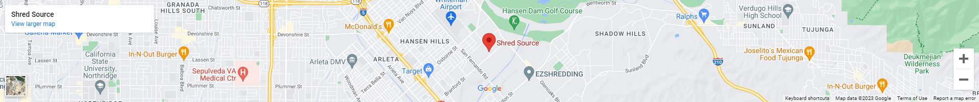 A map of the location of shred source