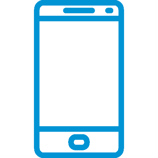 A blue cell phone is shown on a green background.